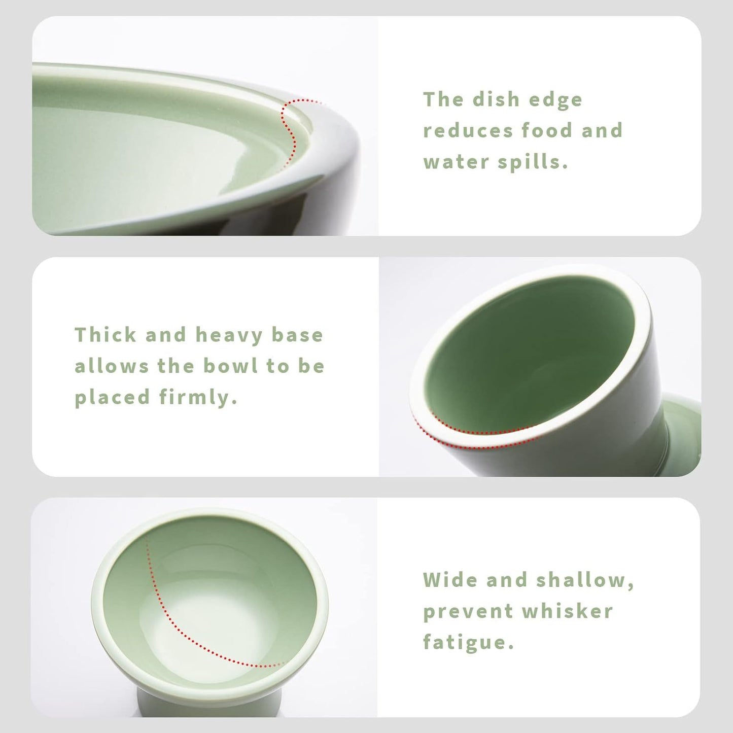Extra Wide Elevated Cat Food Bowl Ceramic Cat Bowls For Food And Water Wide Shallow Cat Food Dish Whisker Fatigue Lead Cadmium Free Great Height For Cat