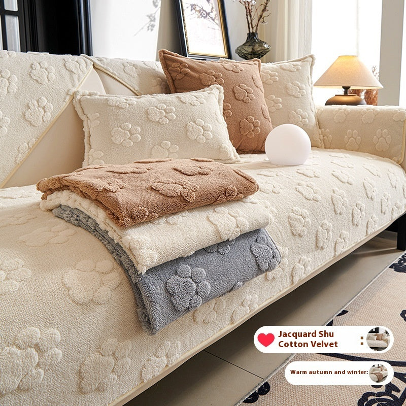 Thickened Fleece Cream Style Simple Non-slip Sofa Cushion