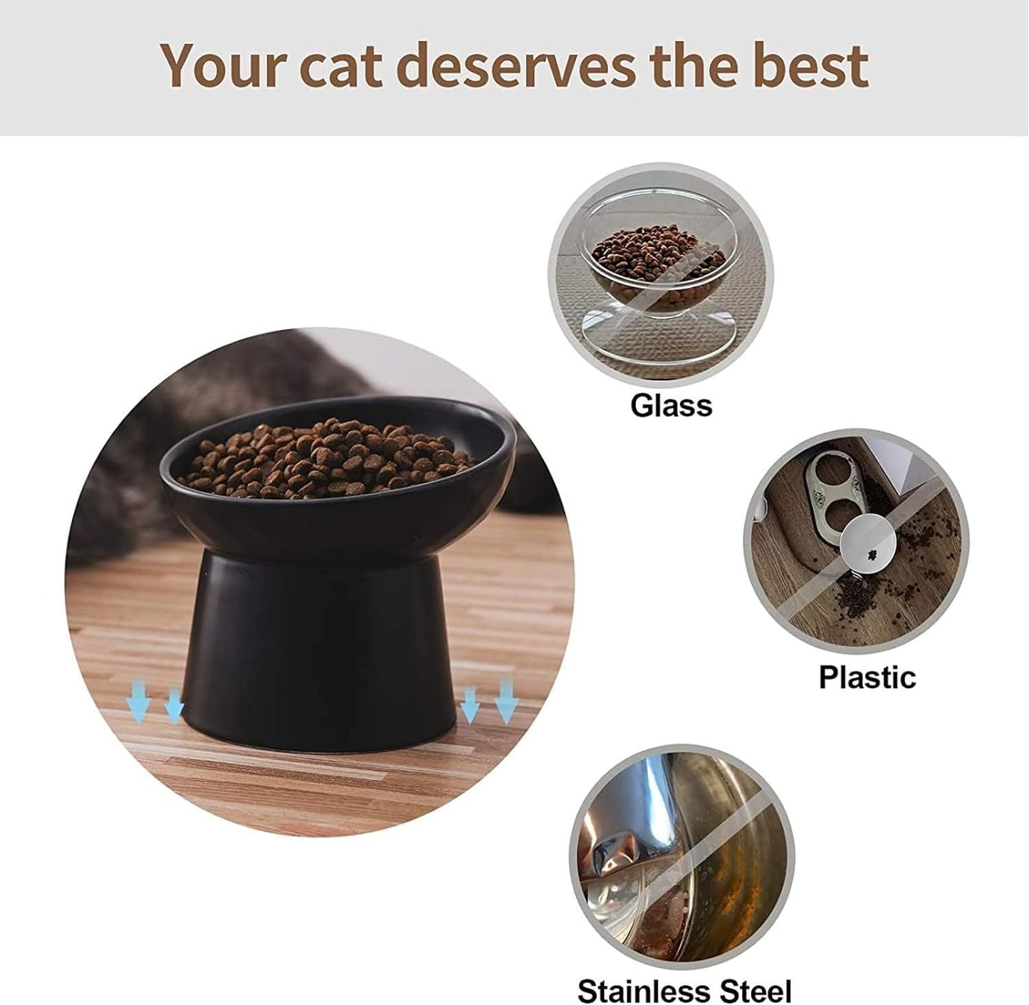 Ceramic Raised Cat Bowls Elevated Porcelain Pet Feeder Dish For Cats And Small Dogs Stress-Free Tilted Pet Food And Water Bowls Set Dishwasher And Microwave Safe