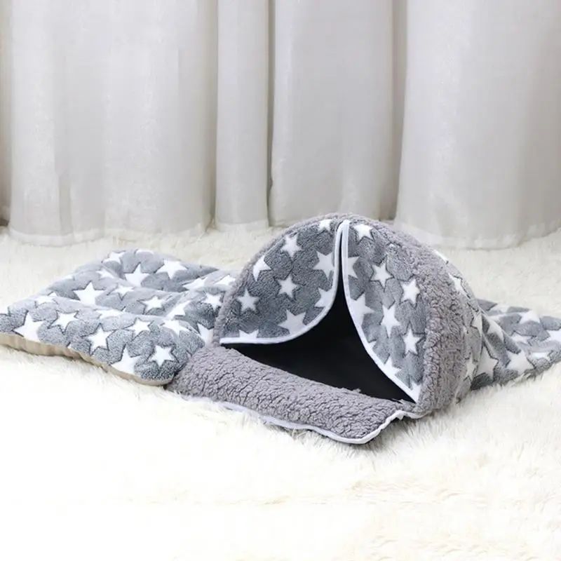 Cat Winter Sleeping Bag Cozy Arch-Shaped Burrowing Cat Bed Snuggle Sack Washable Cat Tent Covered Cat Bed Enclosed For