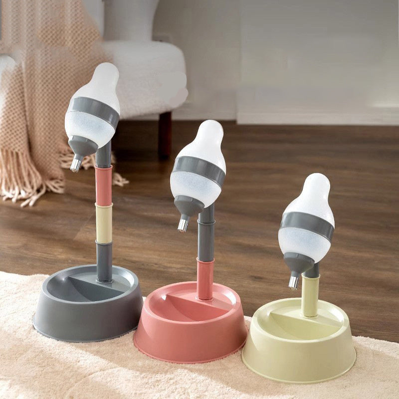 Pet Standing Water Dispenser Cat Dog Standing Bowl With Detachable Pole Automatically Feeding Water Height Adjustable