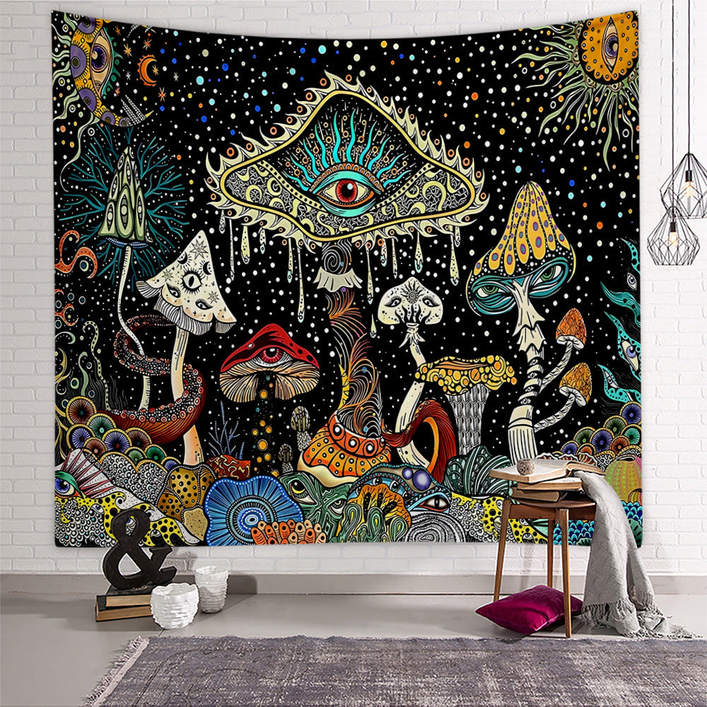 Polyester Skull Mushroom Tapestry Bedroom Atmosphere