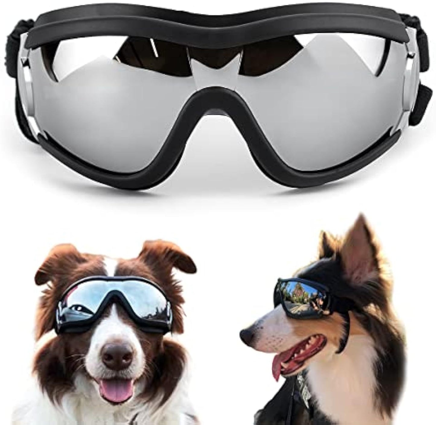 Stylish Windproof Dog Sunglasses Handsome Pet Goggles For Large Medium Breeds With Sun Protection Anti Fog & Adjustable Strap For Driving Swimming Surfing