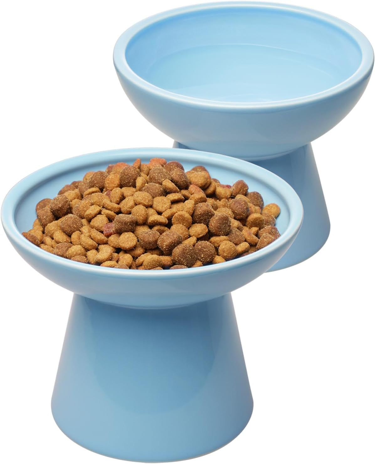 Extra Wide Elevated Cat Food Bowl Ceramic Cat Bowls For Food And Water Wide Shallow Cat Food Dish Whisker Fatigue Lead Cadmium Free Great Height For Cat