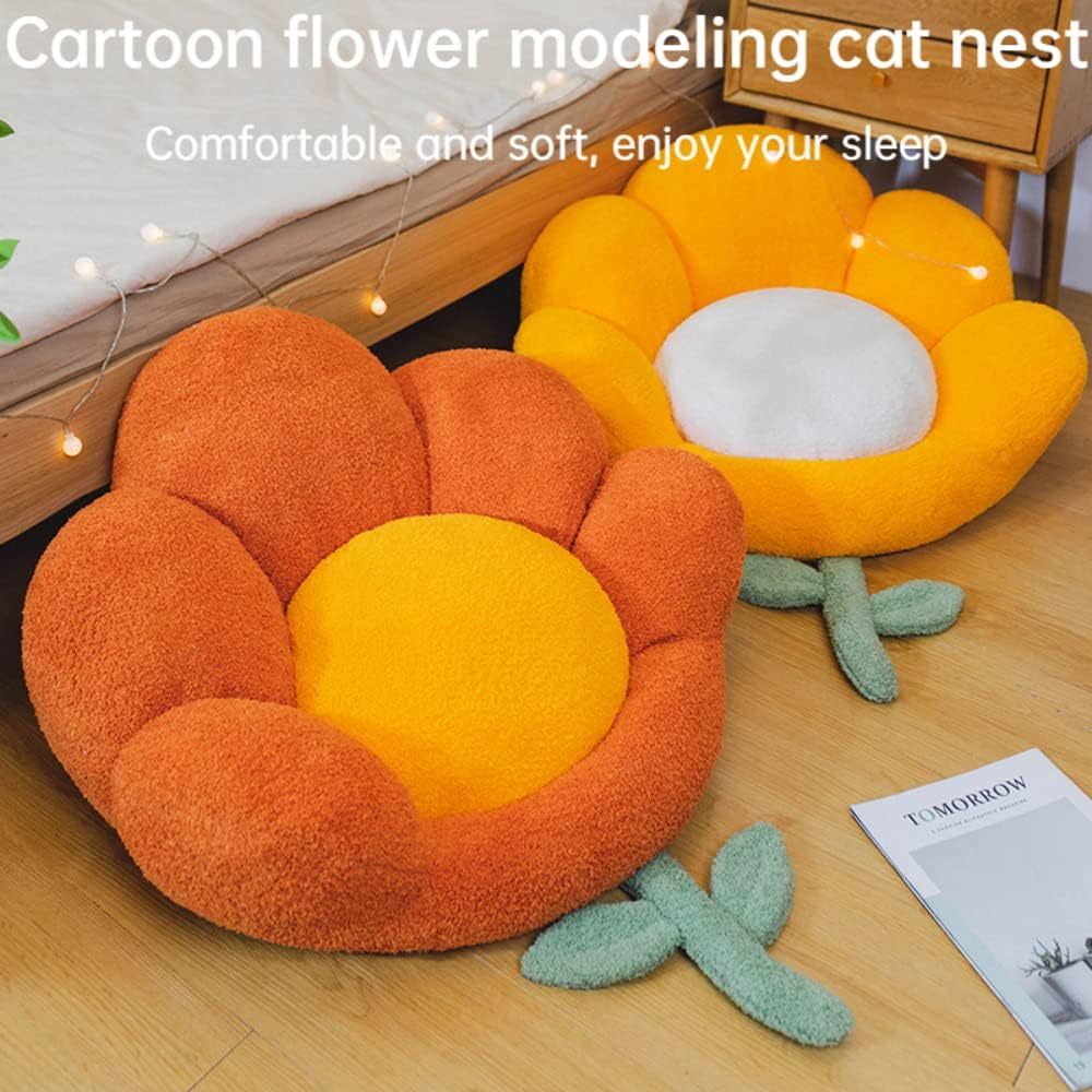 Flower Shaped Cat Nest Soft Non Slip Thick Comfortable Bed Multifunctional Cushion Suitable For Small Cats And Dogs