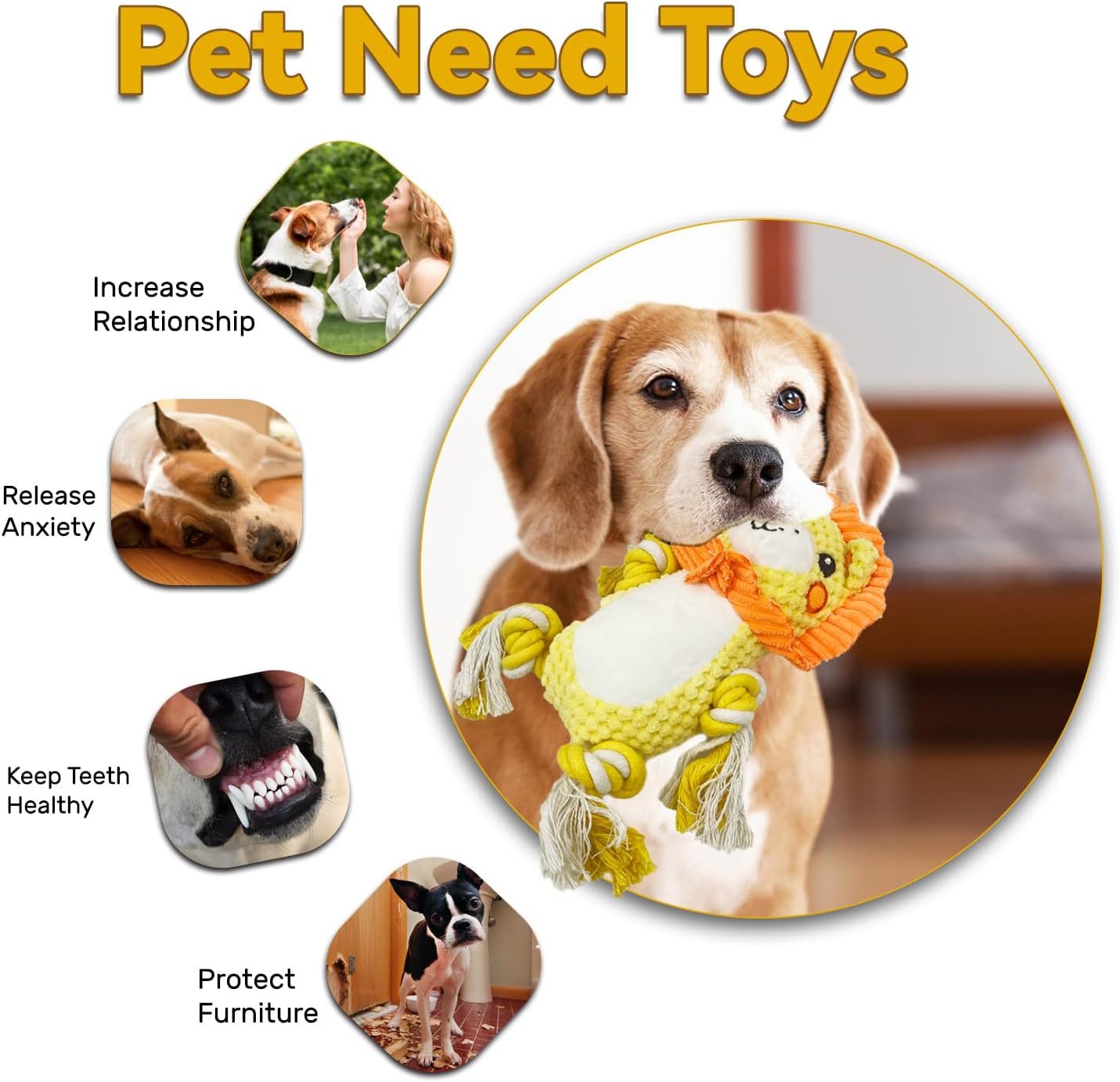 Stuffed Squeaky Dog Toys Plush Toys Assortment Value Bundle Puppy Pet Squeak Toy For Medium Large Dogs