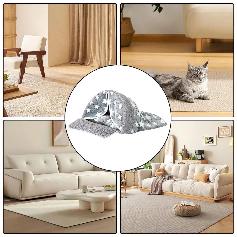 Cat Winter Sleeping Bag Cozy Arch-Shaped Burrowing Cat Bed Snuggle Sack Washable Cat Tent Covered Cat Bed Enclosed For