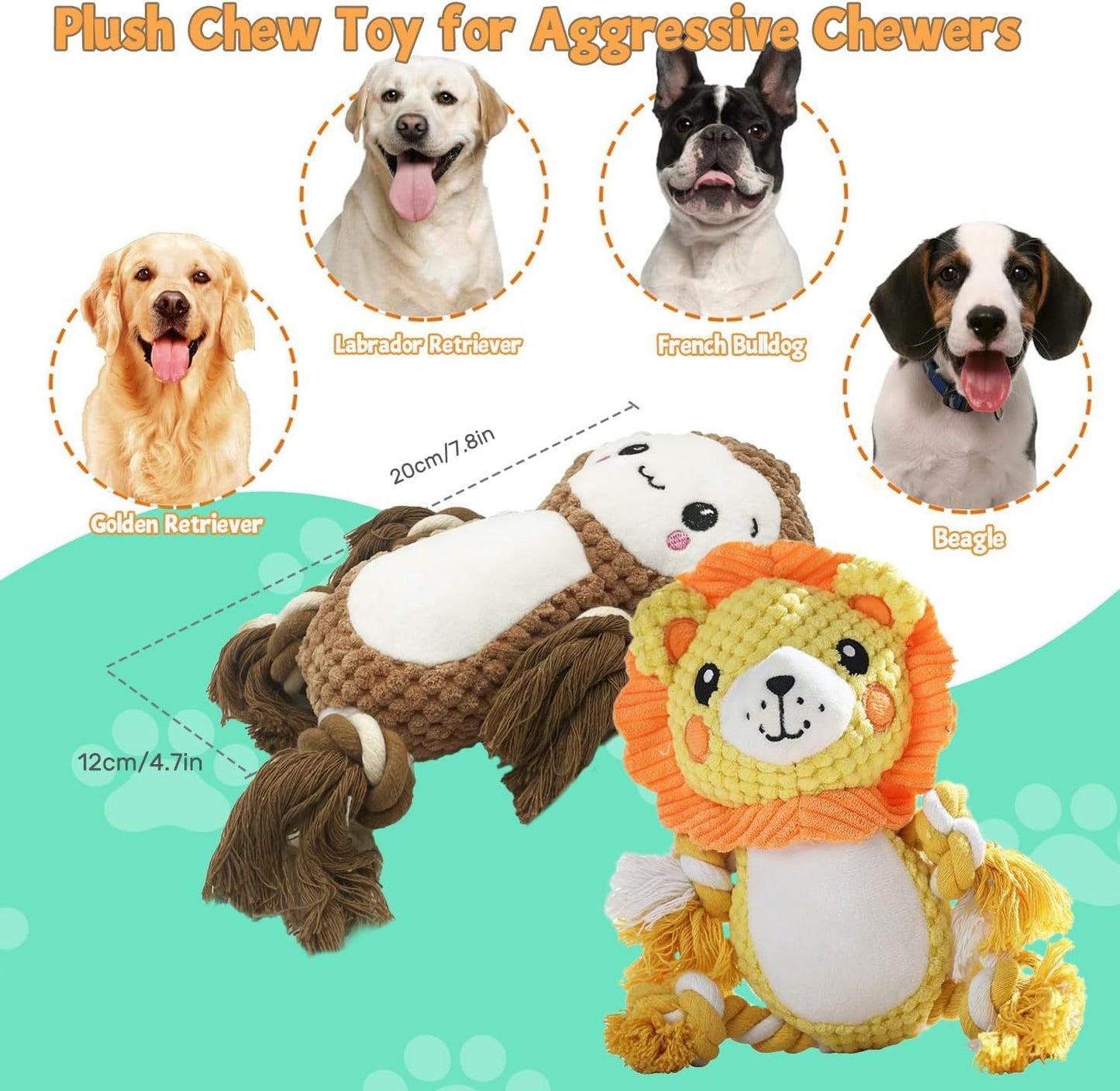 Stuffed Squeaky Dog Toys Plush Toys Assortment Value Bundle Puppy Pet Squeak Toy For Medium Large Dogs