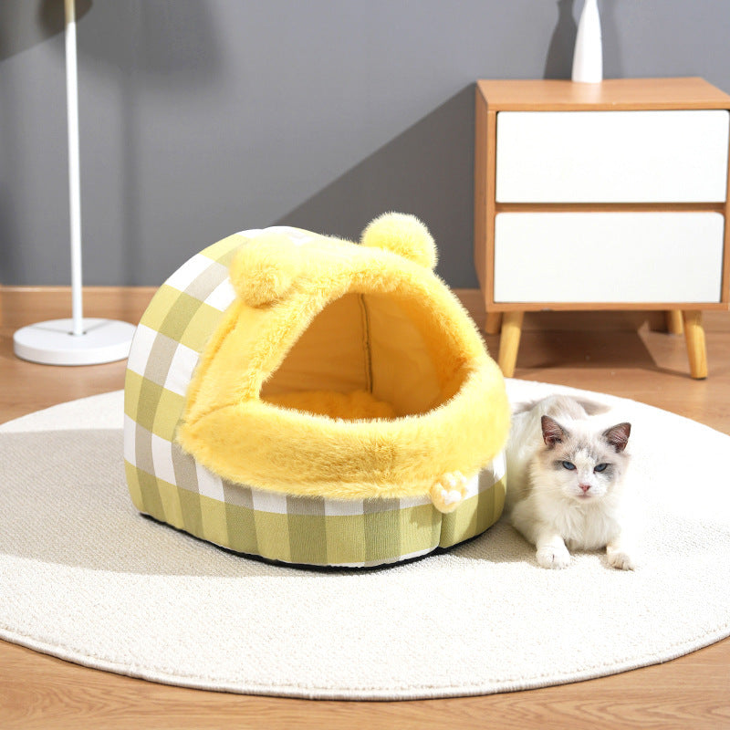 Universal Semi-closed Cat Nest For All Four Seasons, Internet Celebrity Cat Nest Thick Kennel, Warm Winter Pet Nest