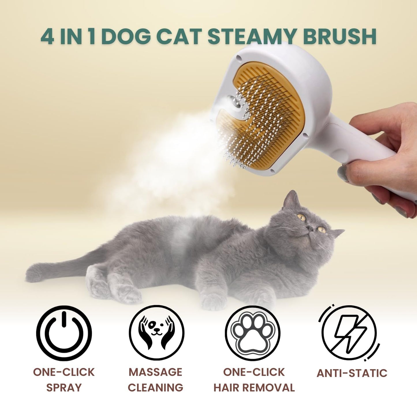 Water Brush For Dog Cat Mist Brush For Short Long Haired Dogs Cats Slicker Brush With Spray For Pet Grooming Cat Dog Steam Brush For Shedding