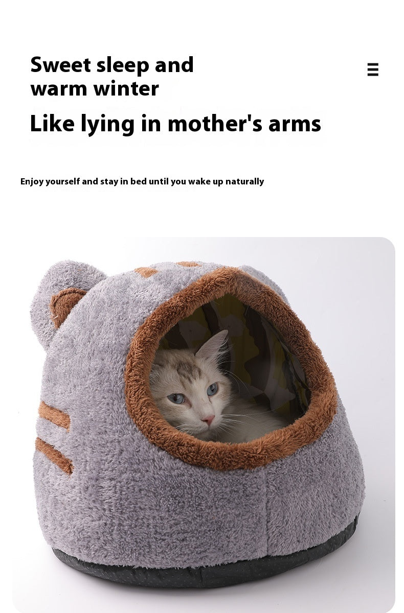 Semi-closed Design Bear Head Cat Nest Detachable Autumn And Winter Warm Thickened