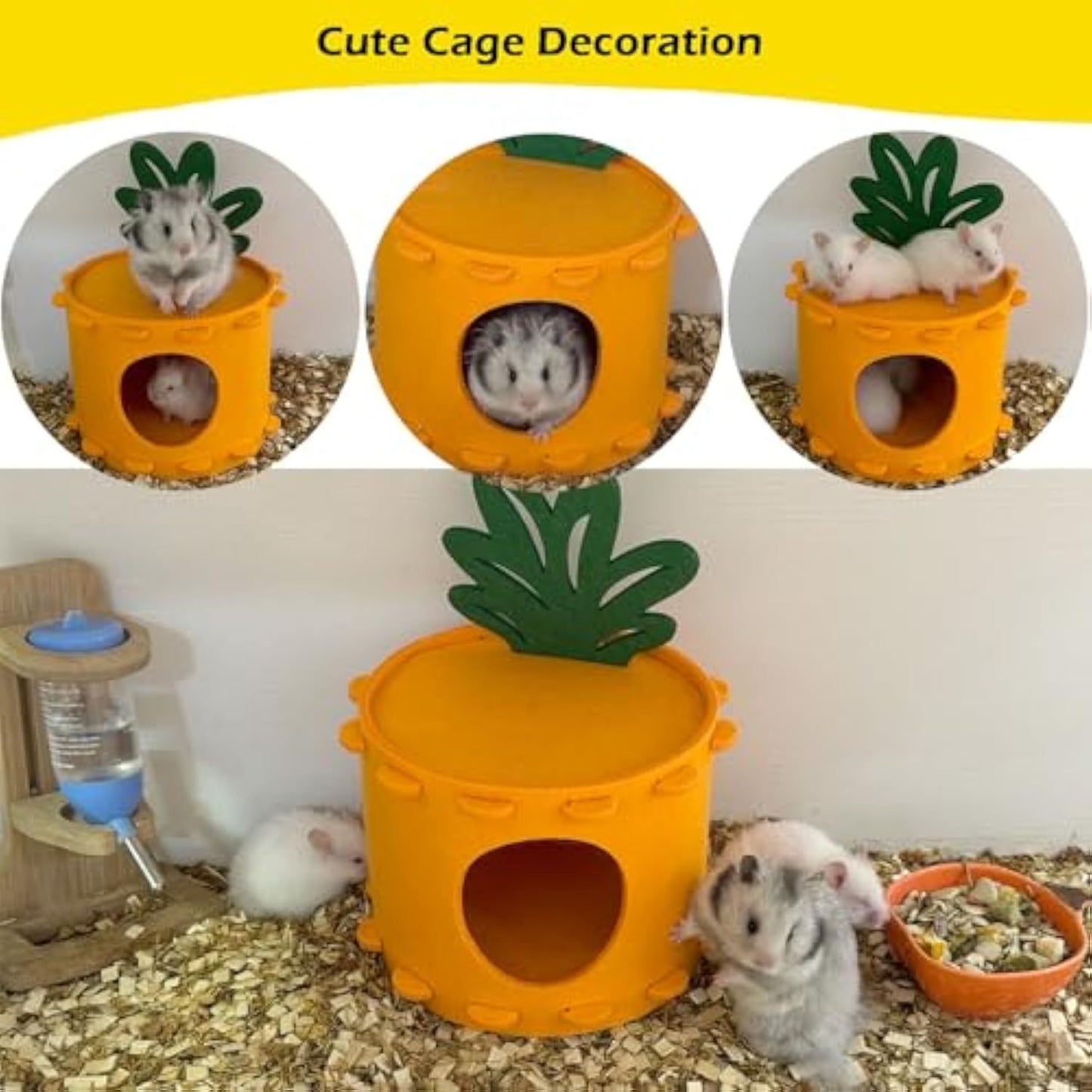 Felt Hamster Houses And Hideouts, Cute Carrot Shape Syrian Hamster Hut, Gerbil House Easy Clean, Thick Felt And Sturdy Dwarf Hamster Hideaway, Hamster Cage Decor For Gerbil Mice Sleeping Hiding