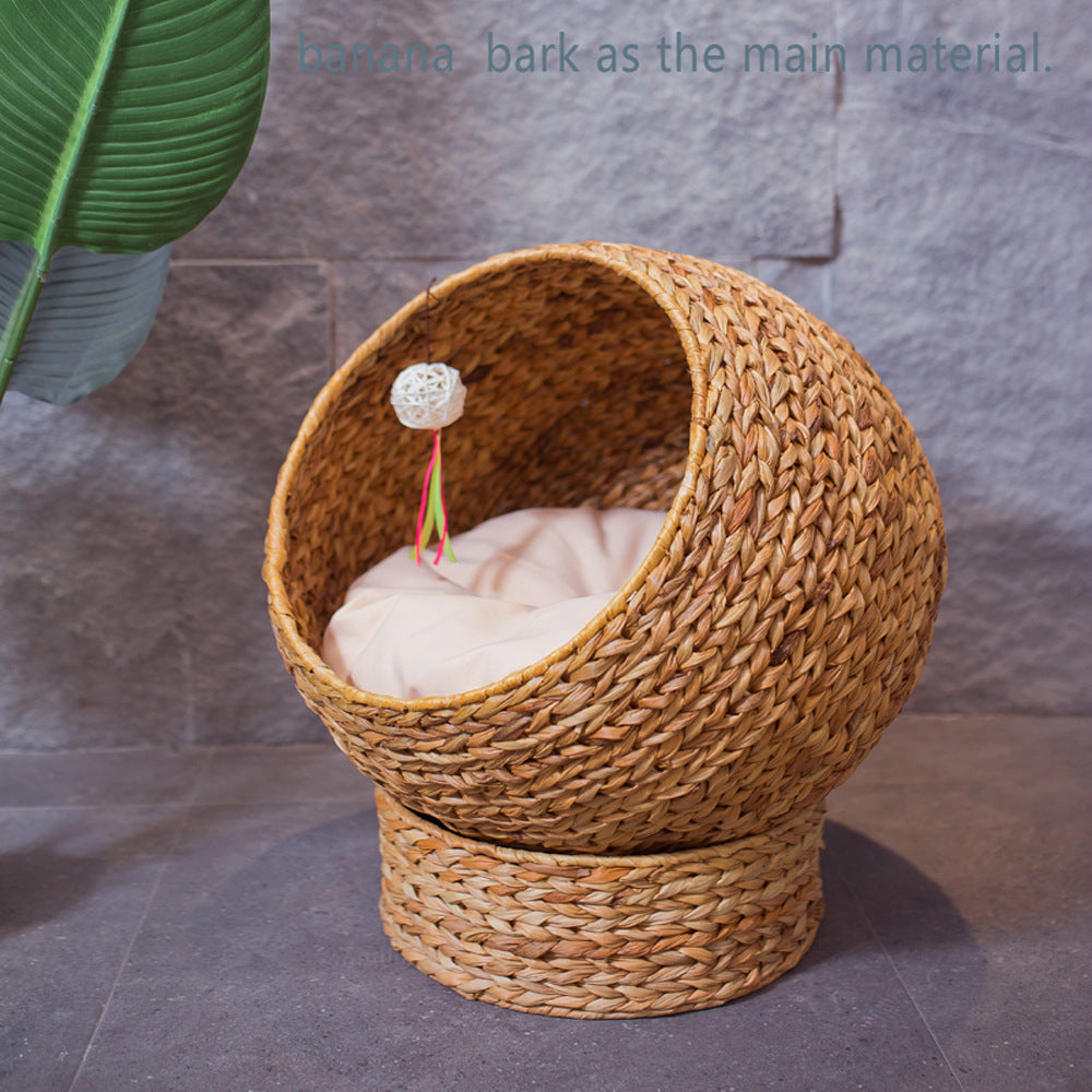 Simple Home Summer Rattan Cat Nest