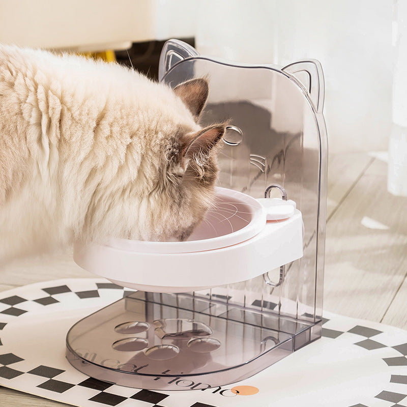 Bowl With Cat Ears For Pets Neck Protection Fixed Anti Spill Adjustable Height Cat Feeding Water Supply Removable Hanging Cage