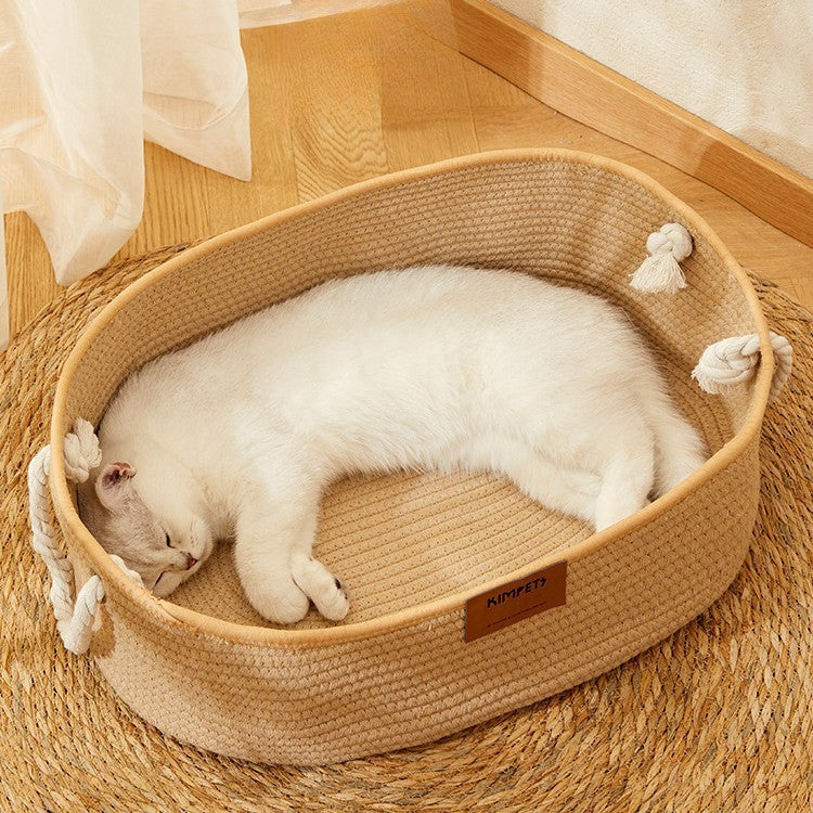 Cat Nest Summer Chopsticks Nest Four Seasons Universal Woven Cotton And Linen Basket