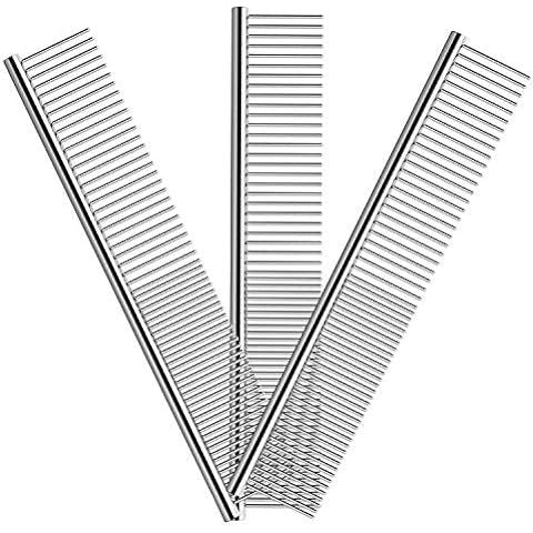 Dog Combs With Rounded Ends Stainless Steel Teeth Cat Comb For Removing Tangles And Knots Professional Grooming Tool For Long And Short Haired Dog Cat And Other Pets