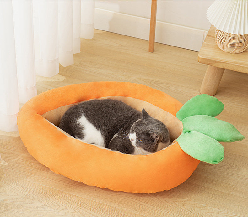 Carrot Dog Nesting Bed With Washable Soft And Breathable Blanket Small And Medium Pet Bed Puppy Cushion