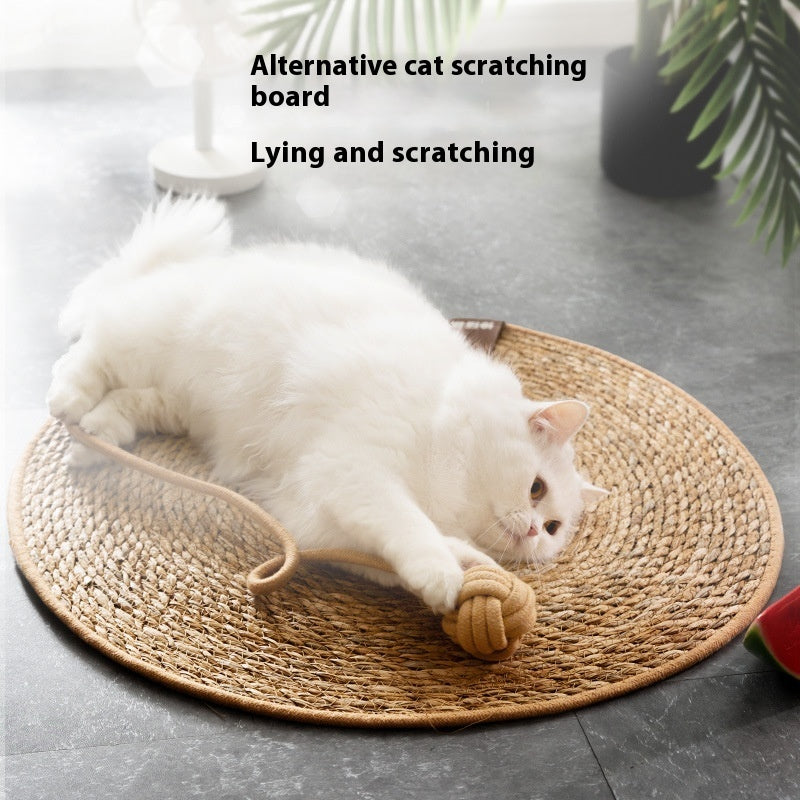 Natural Papyrus Round Rattan Cat Scratching Pad No Dandruff Pet