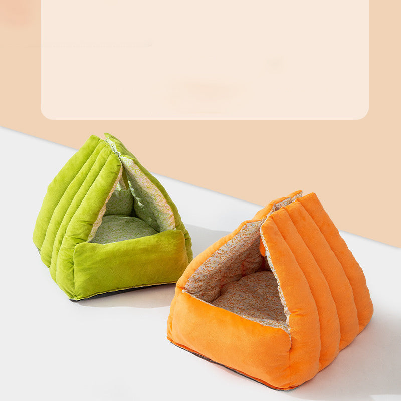 New Rabbit Triangle Nest, Semi-enclosed Cat And Dog Nest, Thickened, Suitable For All Seasons, Double-sided Use Pet Nest