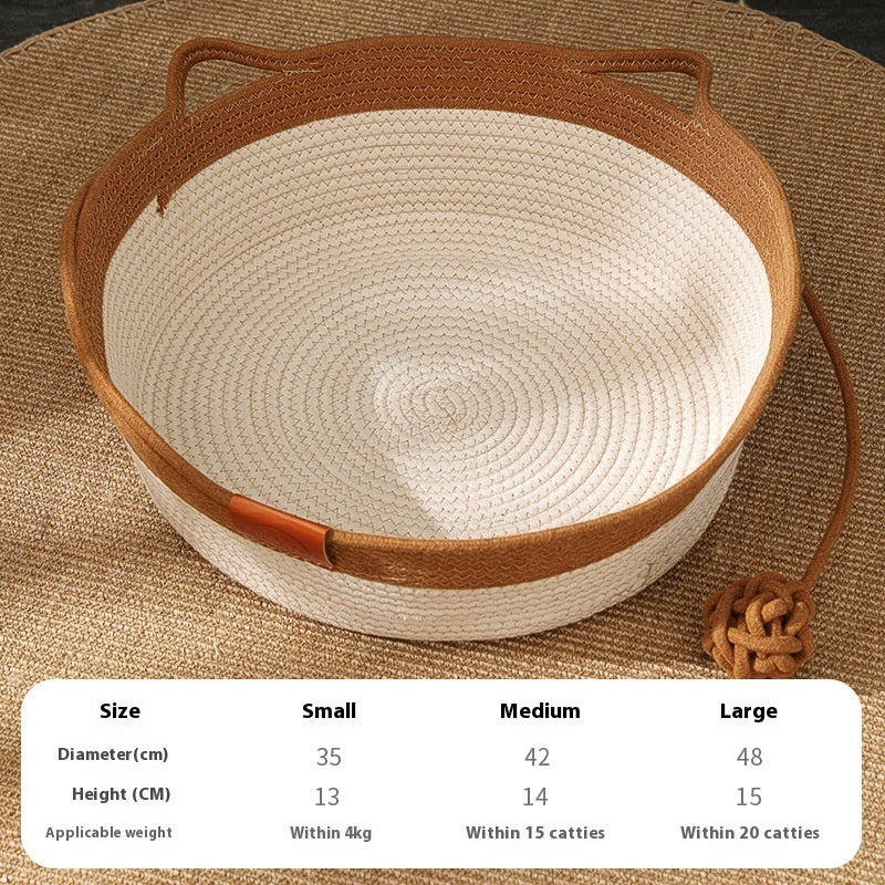 Cotton String Stitching Cute Woven Cat Nest Mat