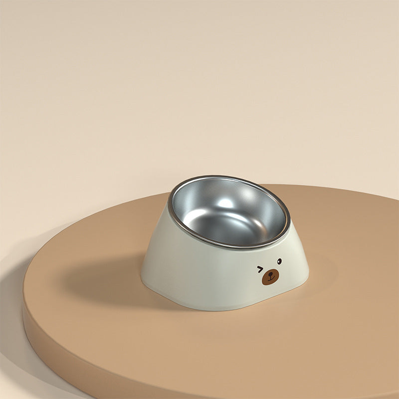 Protect The Cervical Spine Cat Bowl Stainless Steel 15 Degree Tilted Pet Supplies Fall-resistant Durable Food Feeding Bowls