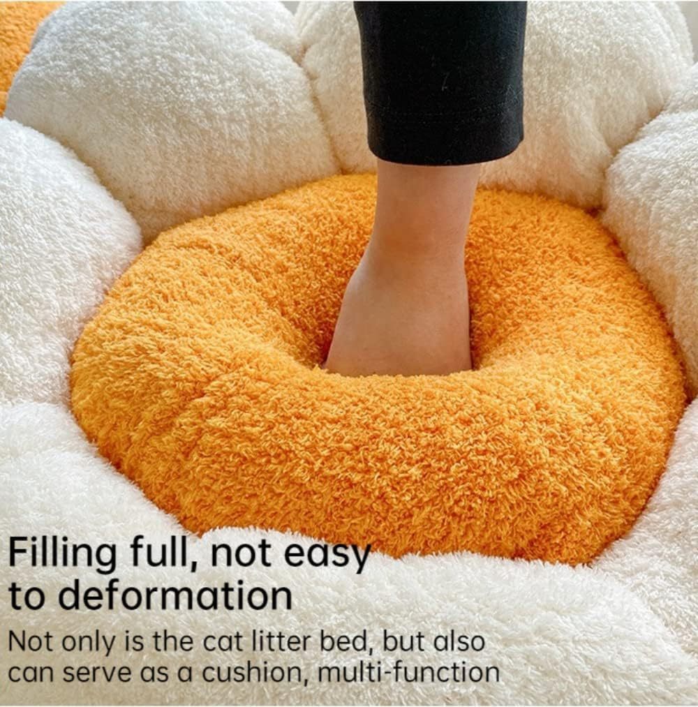Flower Shaped Cat Nest Soft Non Slip Thick Comfortable Bed Multifunctional Cushion Suitable For Small Cats And Dogs