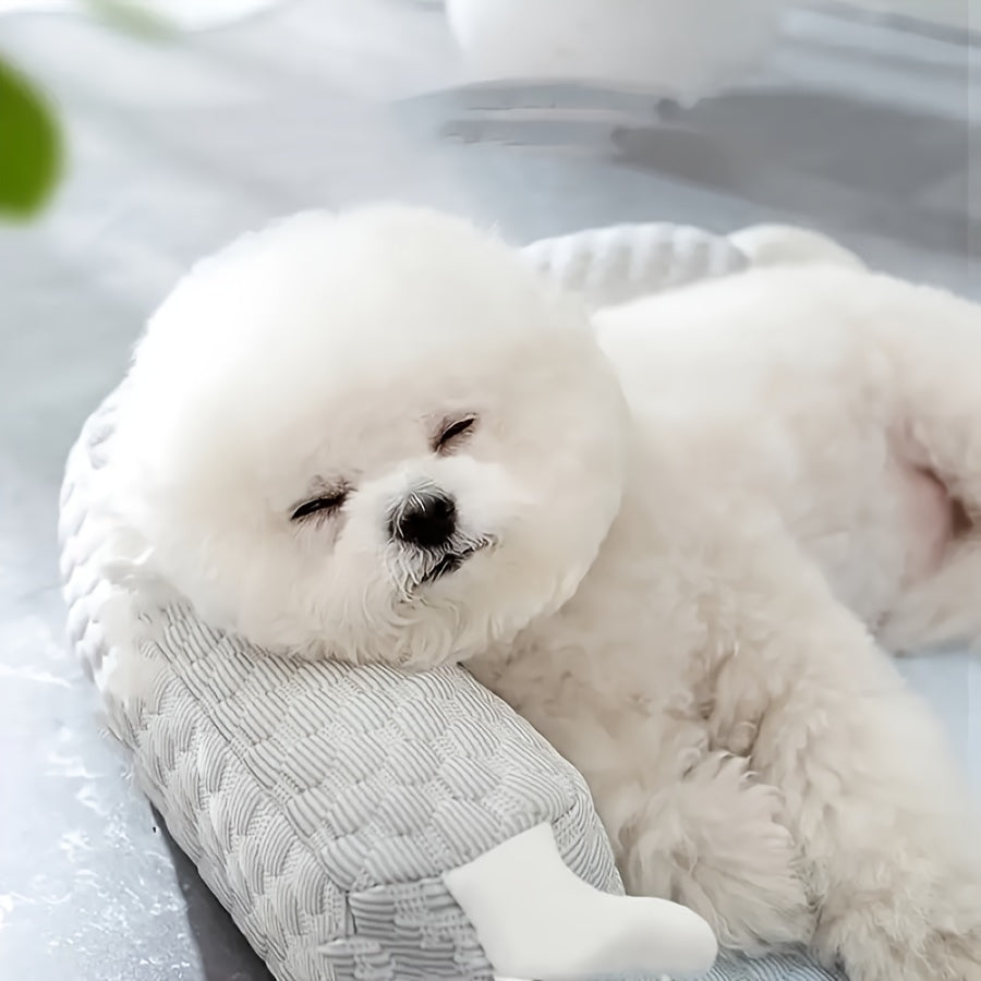 Refreshing Pet Bed With Big-eyed Monster Design Breathable Non Slip Polyester Sofa Cushion For Dogs And Cats Summer Floor Sleeping Pad For Home And Outdoor Use