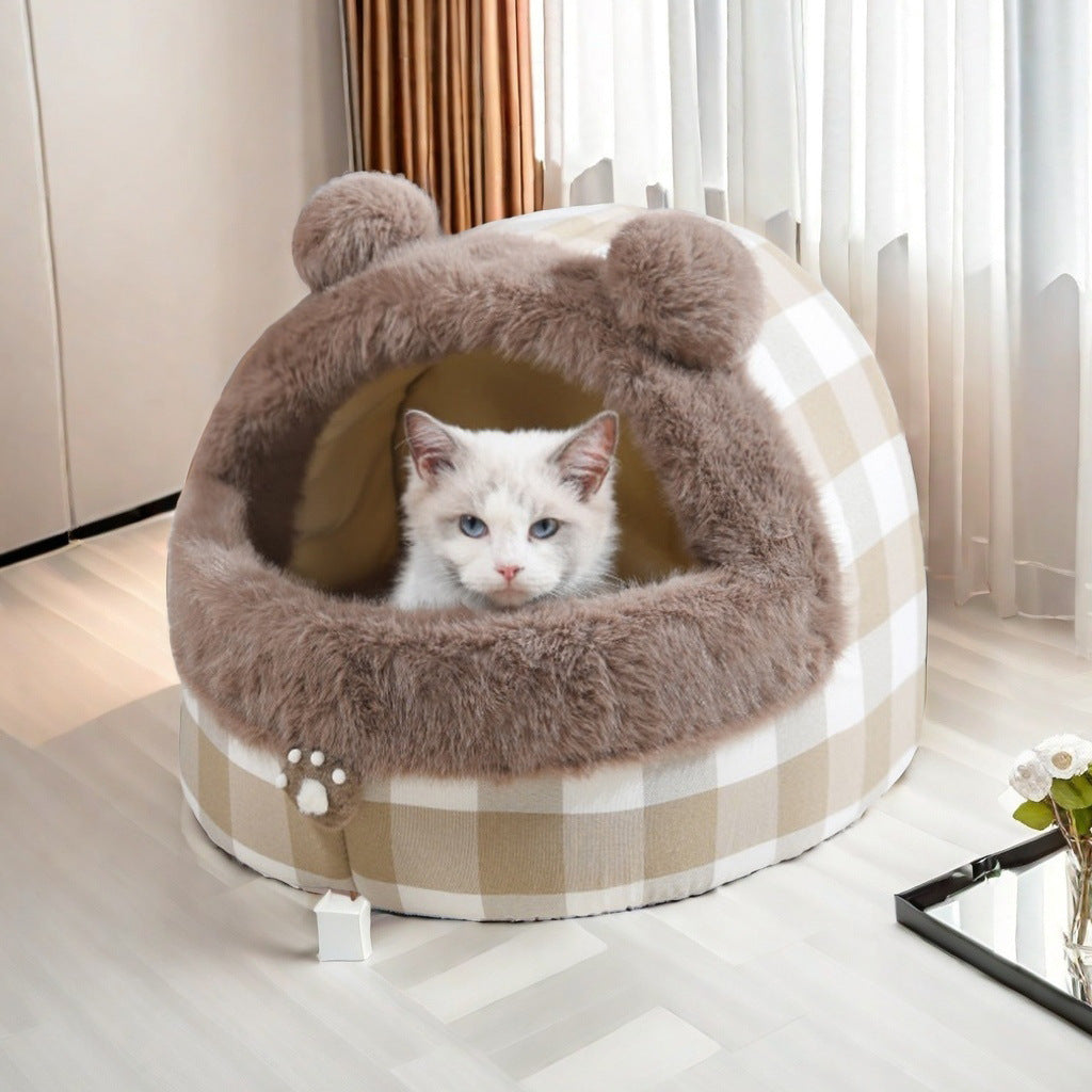 Universal Semi-closed Cat Nest For All Four Seasons, Internet Celebrity Cat Nest Thick Kennel, Warm Winter Pet Nest