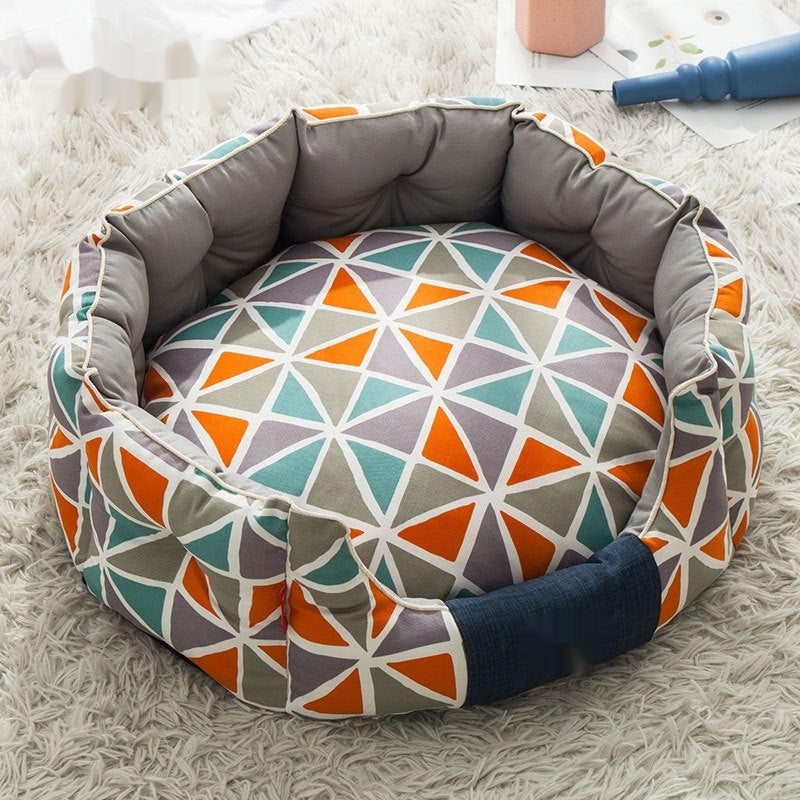Round Kennel Dog Mattress Winter Warm Removable And Washable Cat Nest