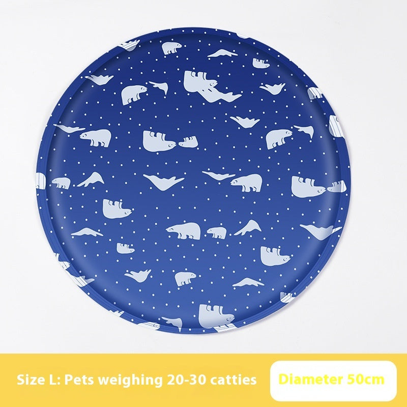 Pet Ice Pad Round Cartoon Cat Dog Gel