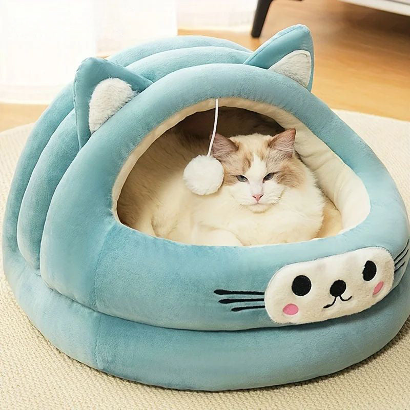 Cat Bed Semi-Enclosed Thickened Cat Ear Pet Nest Warm Pet Supplies For Autumn And Winter Universal Nest For All Seasons