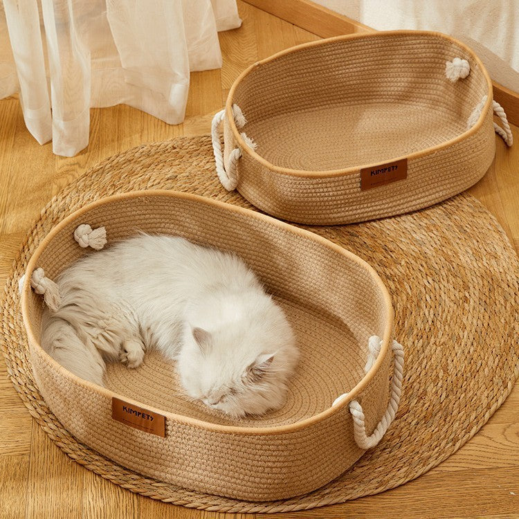 Cat Nest Summer Chopsticks Nest Four Seasons Universal Woven Cotton And Linen Basket
