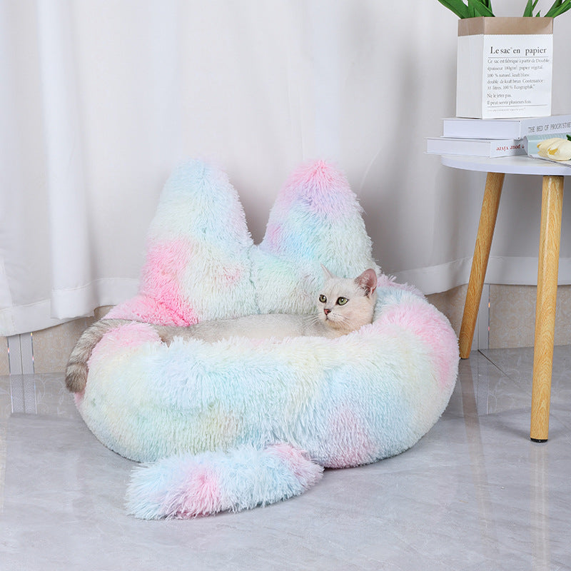 Winter Kennel For Pets, Long Round Plush Nest, Cat Nest, Warm Pet Supplies, Dog Bed, Pet Cushion