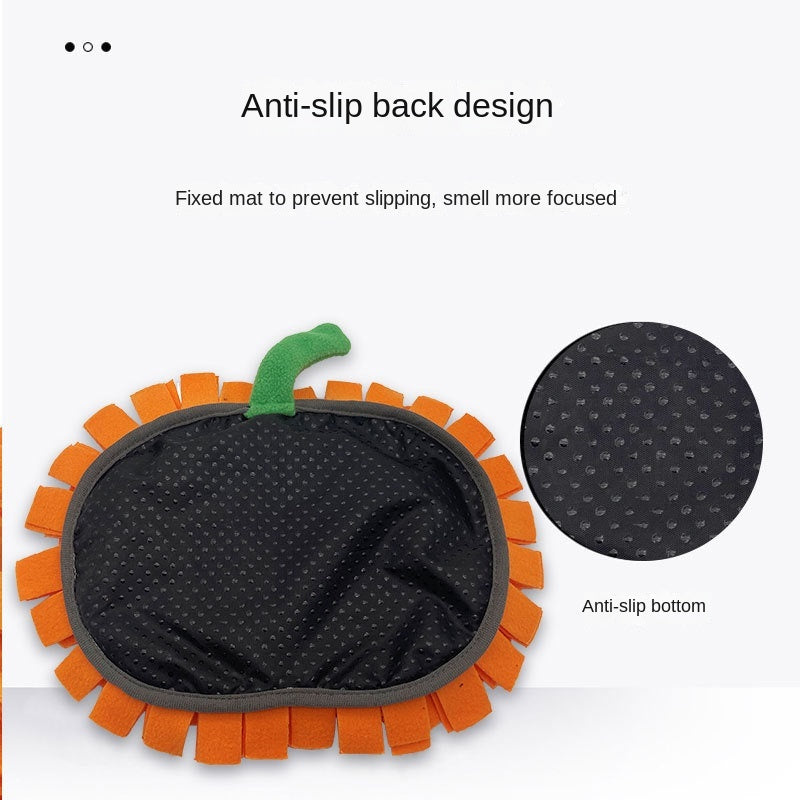 Pet Sniffing Mat Pumpkin Dog Sniffing Mat Festive Pumpkin Fur Mat Anti-choking Slow Food Training Mat