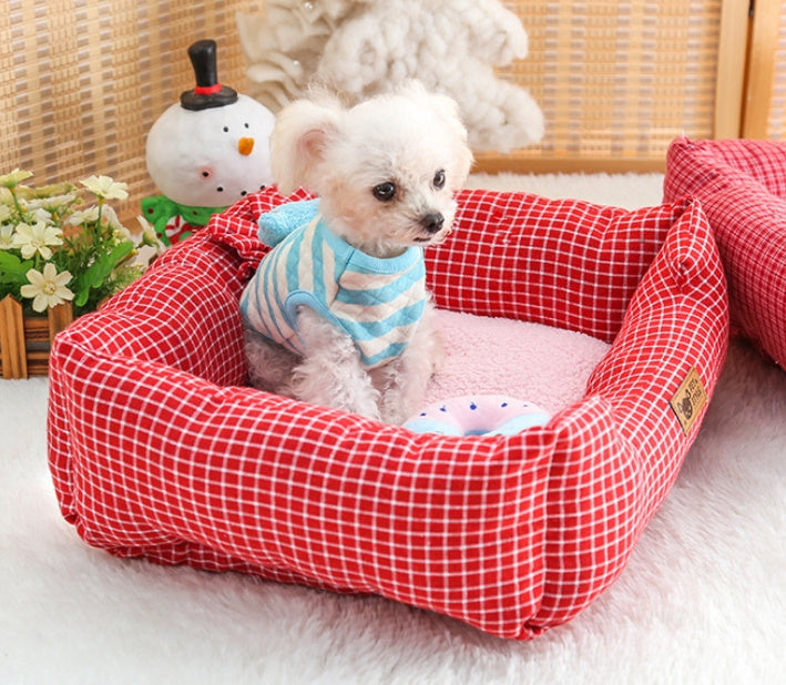 Small Square Nest Teddy Bichon Pet Kennel Dog Mat Four Seasons Universal Warm Nest