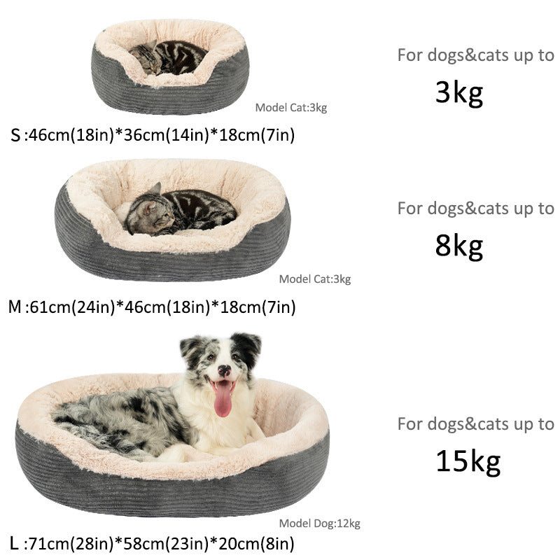 Oval Kennel Warm Winter Plush Universal Mat For Cats And Dogs Pet Supplies Special For Sleeping Warm In Winter