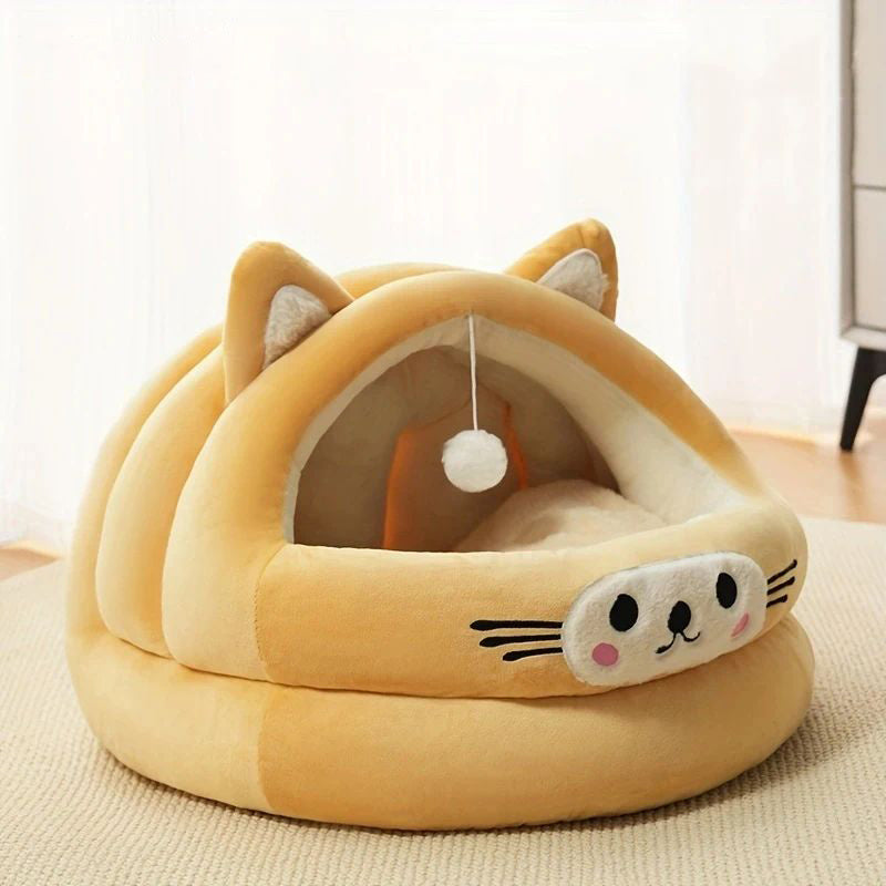 Cat Bed Semi-Enclosed Thickened Cat Ear Pet Nest Warm Pet Supplies For Autumn And Winter Universal Nest For All Seasons