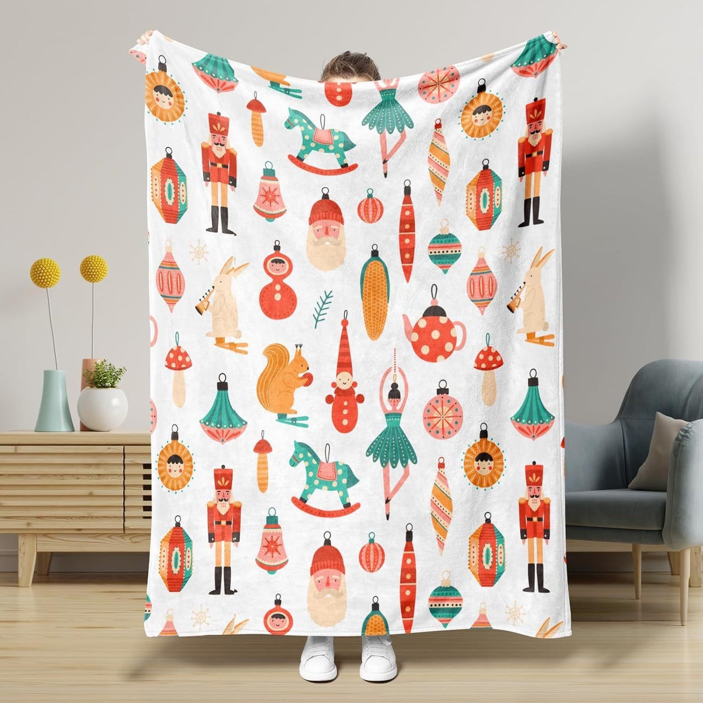 Nutcracker Pattern Blanket Boy Girl Christmas Gift Four Seasons Universal Suitable For Bed Sofa Decoration
