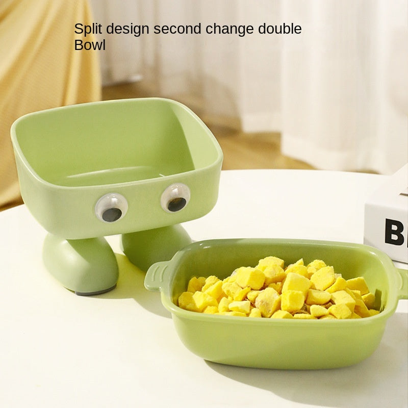 Elevated Cat Bowl Tilted Kitty Bowl Robot Shape Cat Dish Non Slip Water Bowl Dog Dish For Small Dogs Cats Kitty Kitten