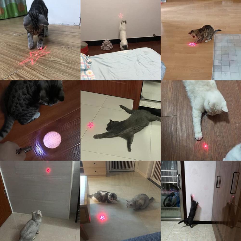 Pet Cats Infrared Teaser Toys Key Chain Lighting Multifunctional Rechargeable Various Patterns Iq Training Toy Usb Charge