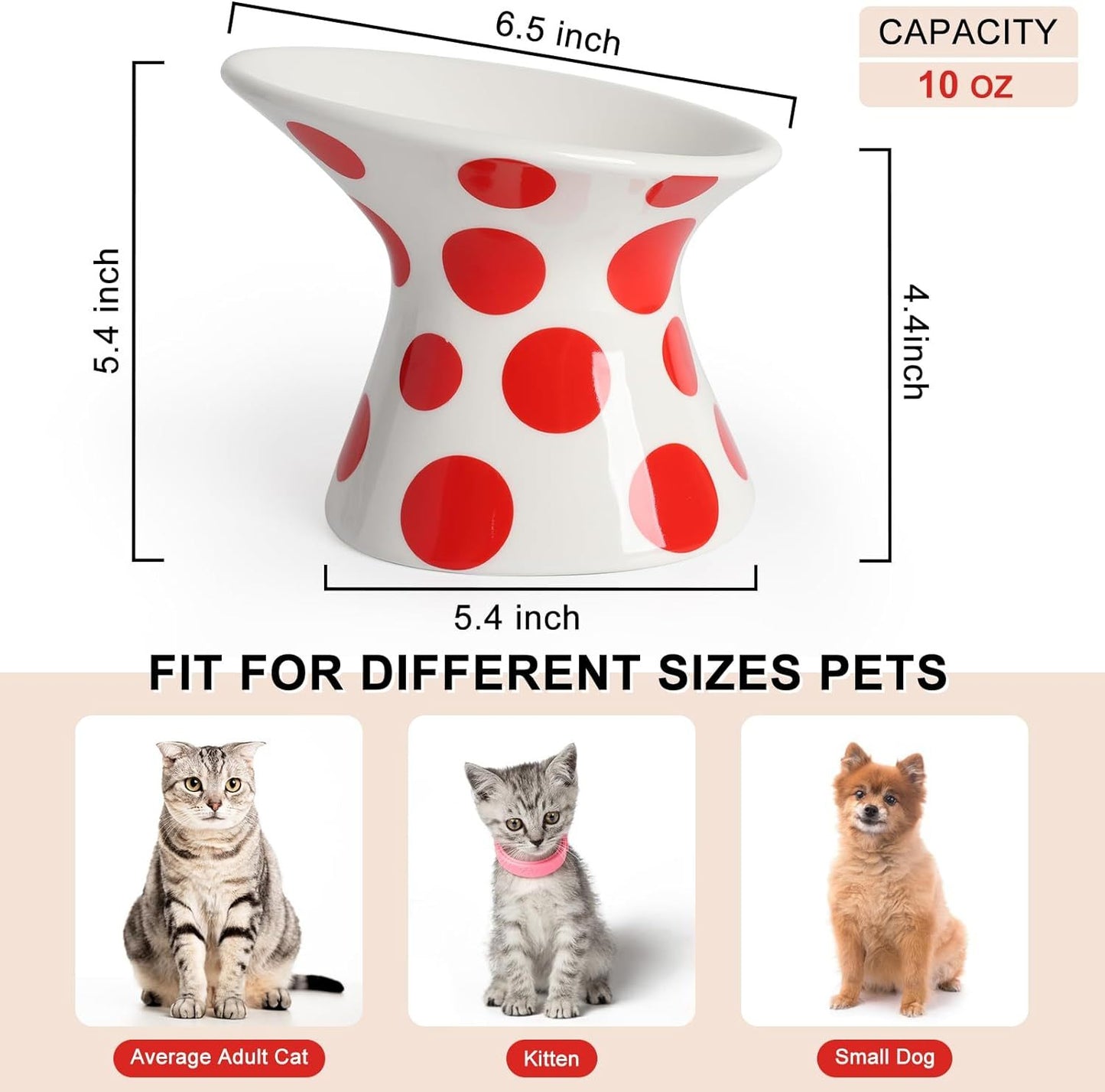 Extra Wide Raised Cat Food Bowl Elevated Ceramic Tilted Feeding Bowl For Fat Faced Cat Prevent Neck Whisker Fatigue Dishwasher And Microwave Safe