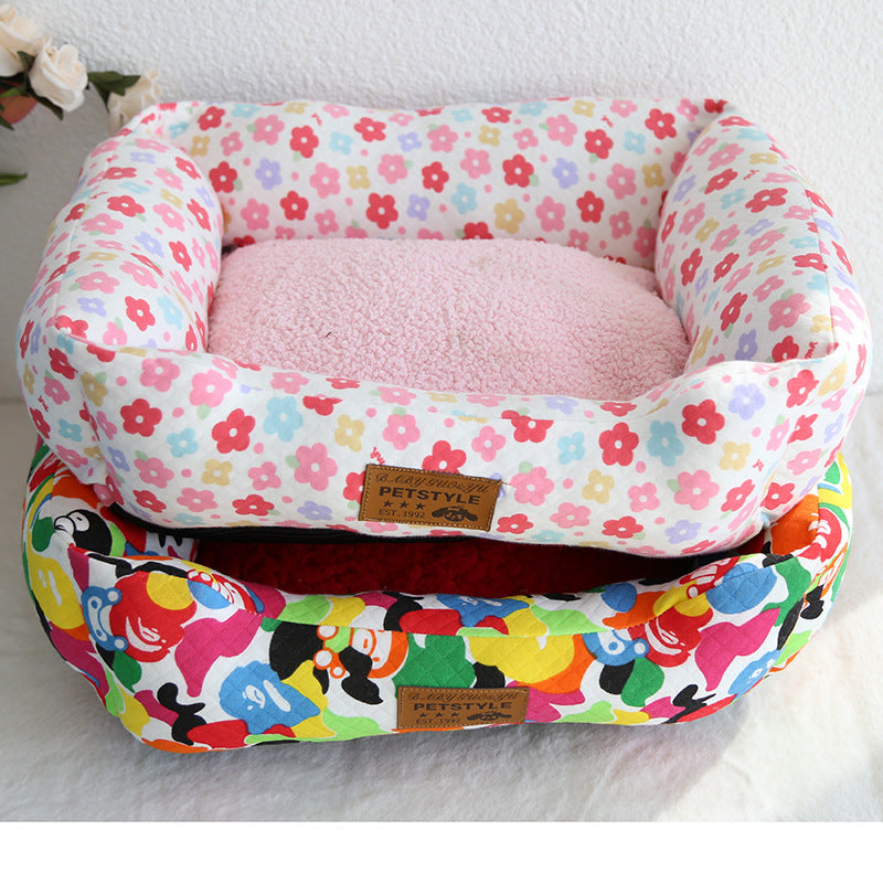 Small Square Nest Teddy Bichon Pet Kennel Dog Mat Four Seasons Universal Warm Nest