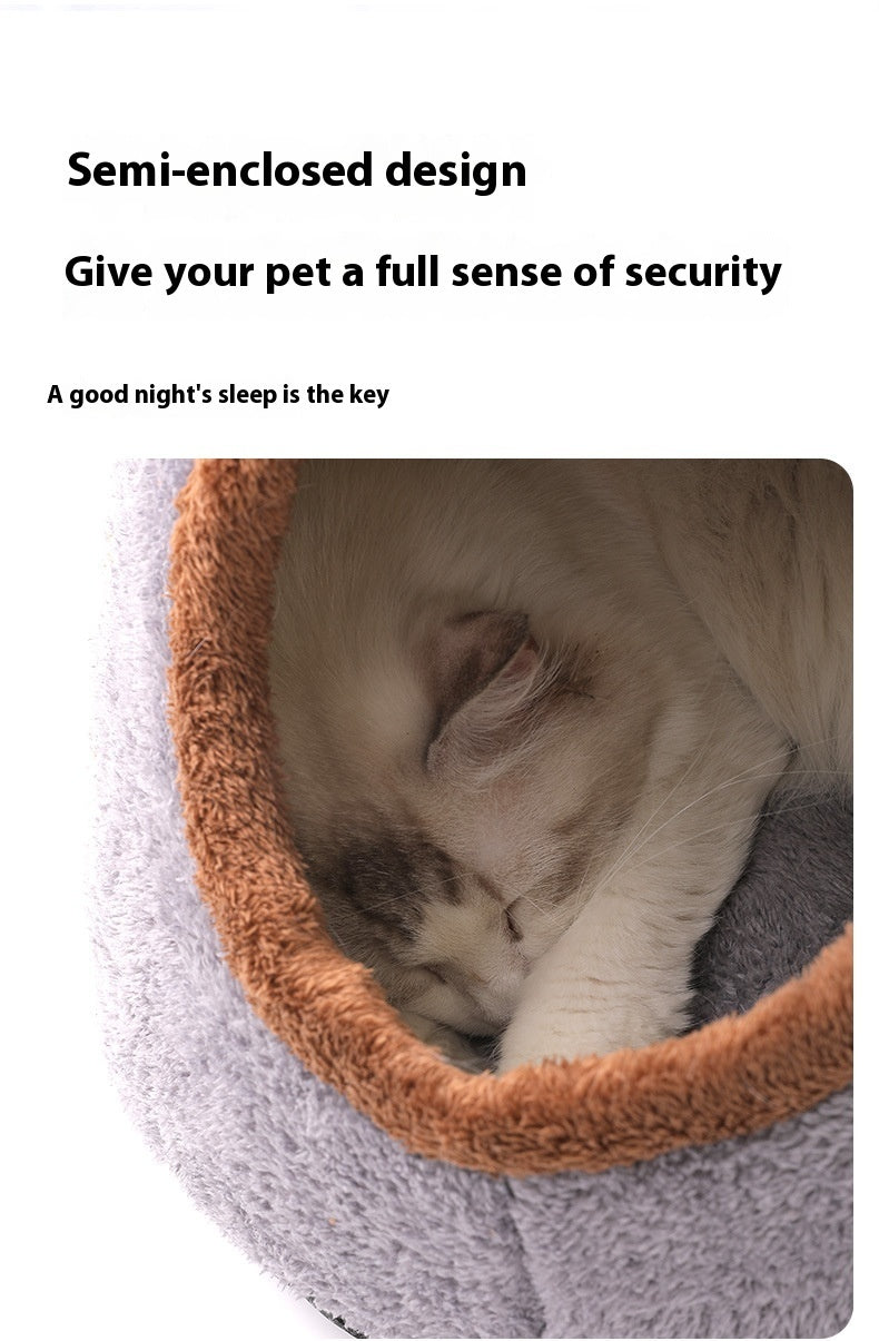 Semi-closed Design Bear Head Cat Nest Detachable Autumn And Winter Warm Thickened