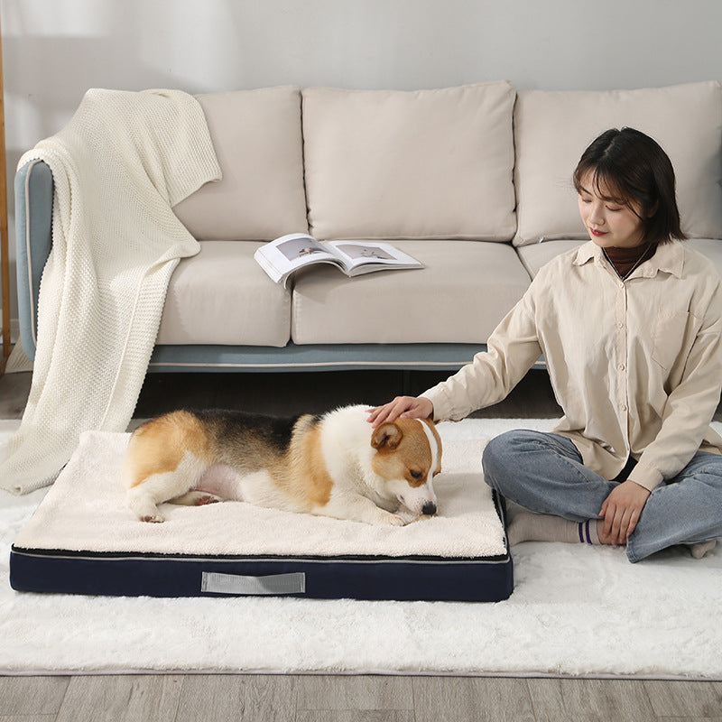 Big Pet Bed, Plush Memory Foam Dog Bed For Large Dog Removable Washable Dog Mattress Pet Mat, Nonslip Egg Kennel Pad Cat Sofa