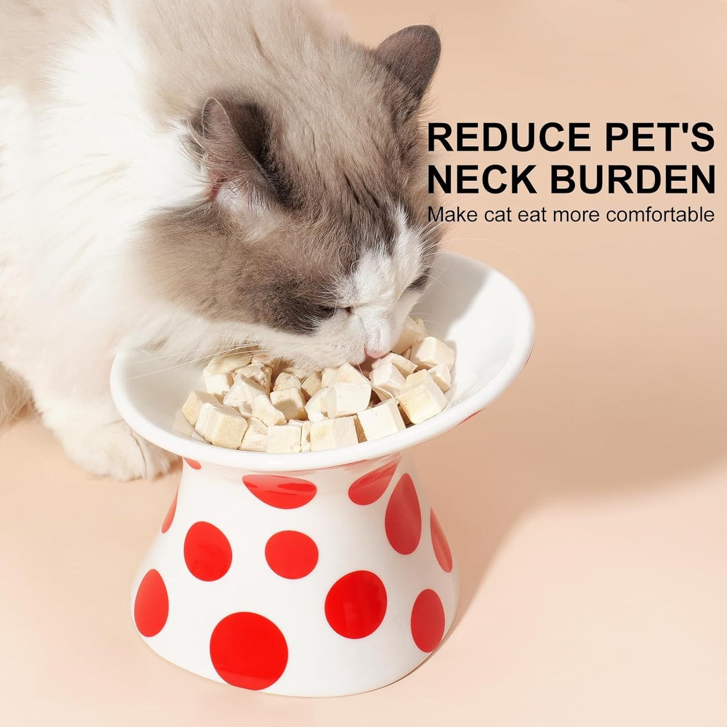 Extra Wide Raised Cat Food Bowl Elevated Ceramic Tilted Feeding Bowl For Fat Faced Cat Prevent Neck Whisker Fatigue Dishwasher And Microwave Safe