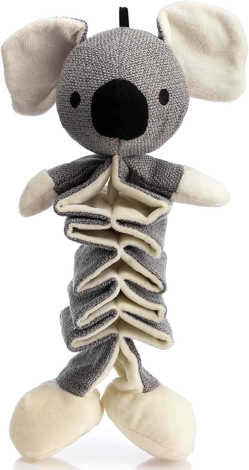 Hollypet Dog Toys Squeaky Toy Partial Stuffed Animal With Crinkle Paper Relieve Boredom For Small Medium And Large Dogs Gray Koala