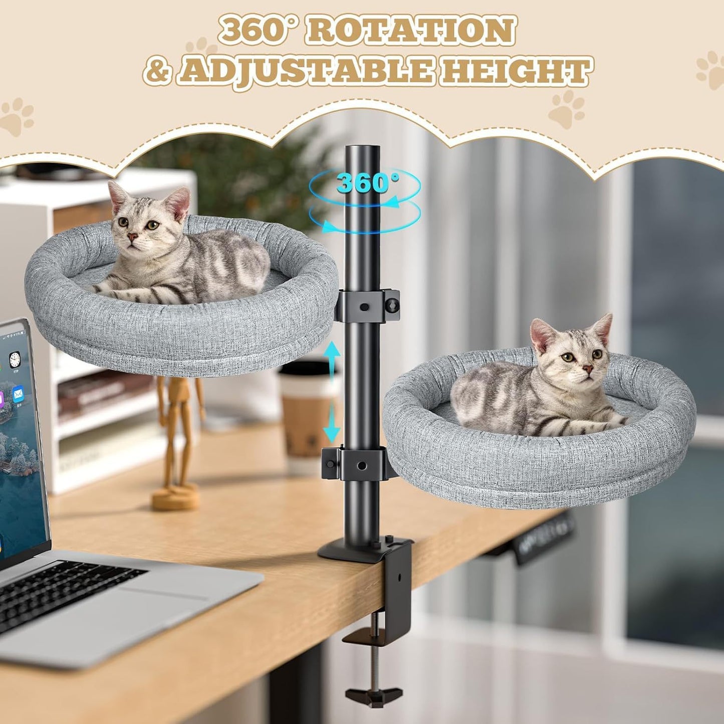 Cat Nest Round Rotating Adjustable Height