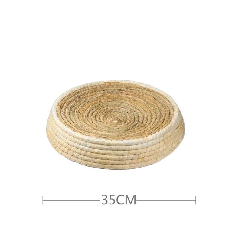 Straw Woven Cat Bed Bird Nest Cat Scratching Board Bowl-Shaped Pet Nest Cat Toy Supplies Hand-Woven Puppy Kennel Cat Straw Bed