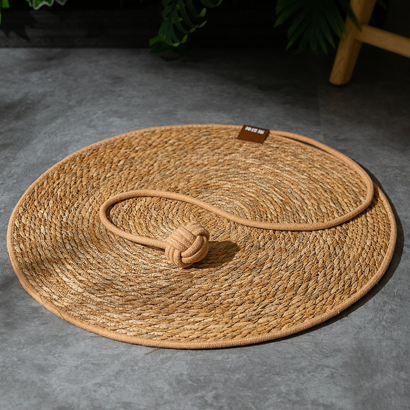 Natural Papyrus Round Rattan Cat Scratching Pad No Dandruff Pet