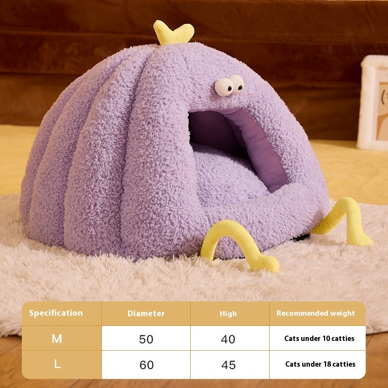 Small Monster-shaped Cat Kennel Warm Semi-enclosed